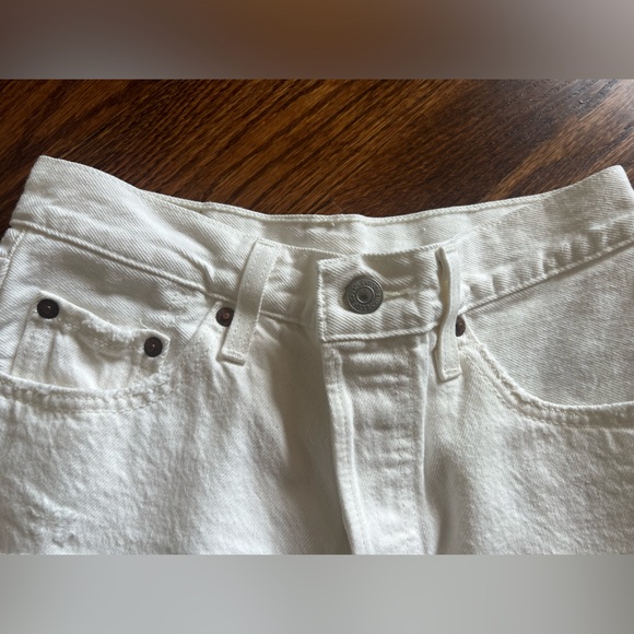 Levi’s 501 original high waist denim shorts white size 24 - Picture 6 of 10